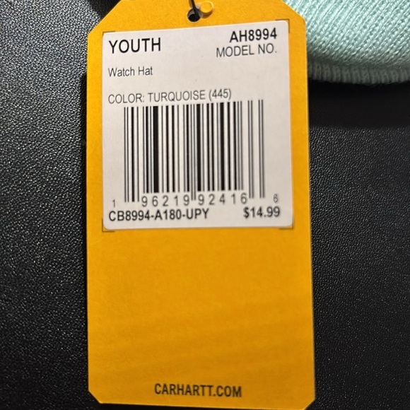 Carhartt Knit Cuffed beanie/watch hat,sewn on logo patch,warm winter,turquoise - Picture 6 of 6